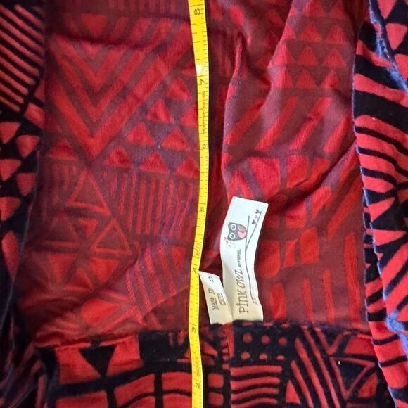 Pink Owl Red Velvet Blue Print Open Shawl Size Small - Picture 10 of 13